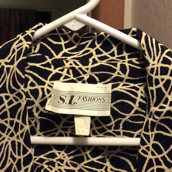 Vintage black & cream squiggles wrap dress size 8 - Picture 6 of 8